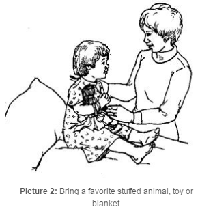 child with a stuffed animal in the hospital