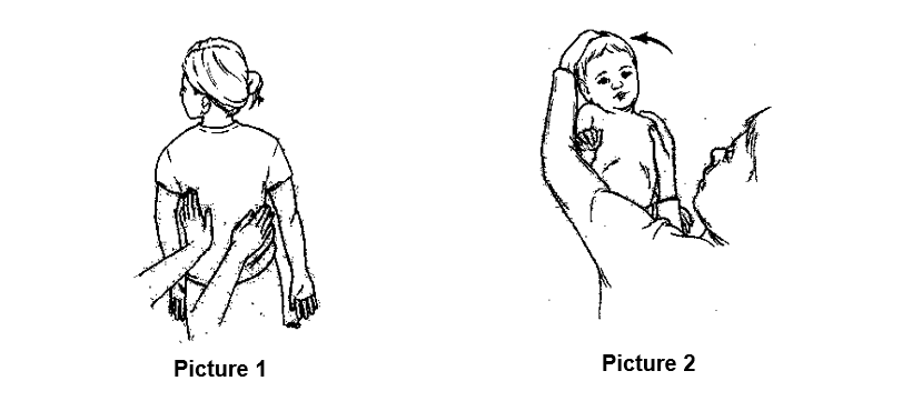 Rubbing and massaging the muscles and doctor moving a child's head to align bones or joints