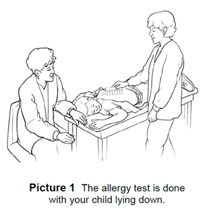 The allergy test is done with your child lying down.