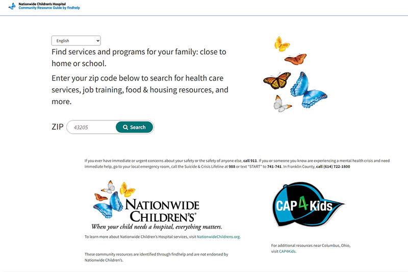 Screenshot of FindHelp website homepage